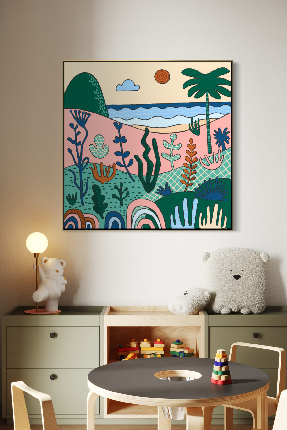 Up The Hill by Lulu Hawkins Art for a kid's room or baby nursery
